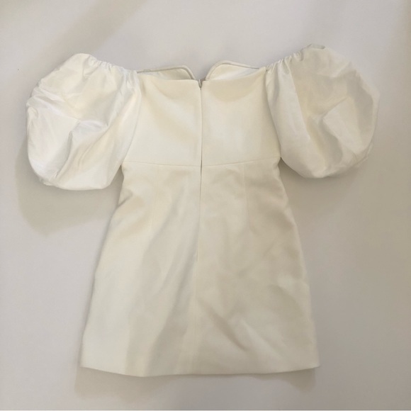 self-portrait White Bonded Crepe Puff Sleeve Mini Dress Wedding - Picture 10 of 11